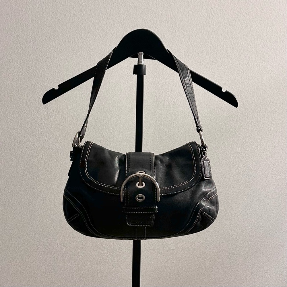 Vintage Y2K Coach Soho 10481 Black Leather Shoulder Bag Larger Size